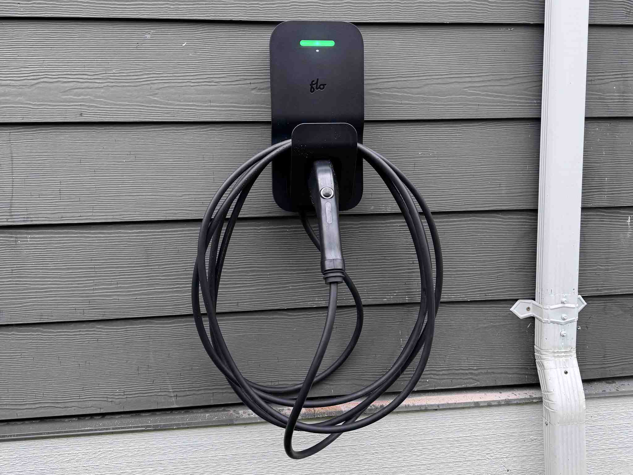 Wall-mounted EV charger installed at a North Vancouver home