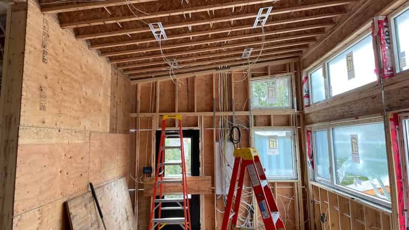 Electrical rough-in wiring in new home construction